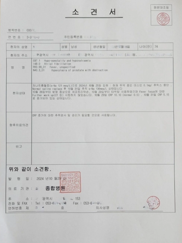진단서 양식